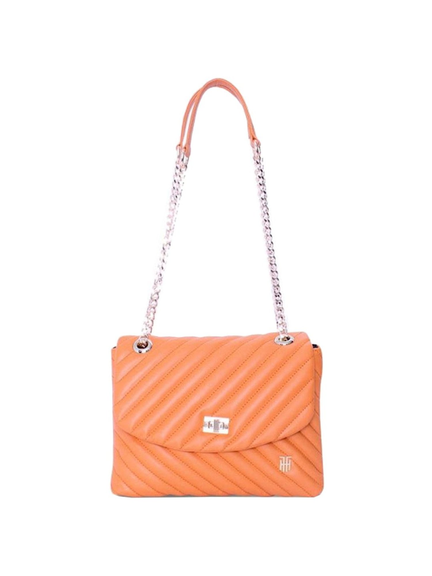 THE HOLISTIK Glamiitque Orange Quilted Medium Sling Handbag