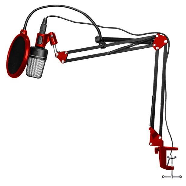 Adjustable Microphone Suspension Boom Scissor Arm Stand with Microphone Clip