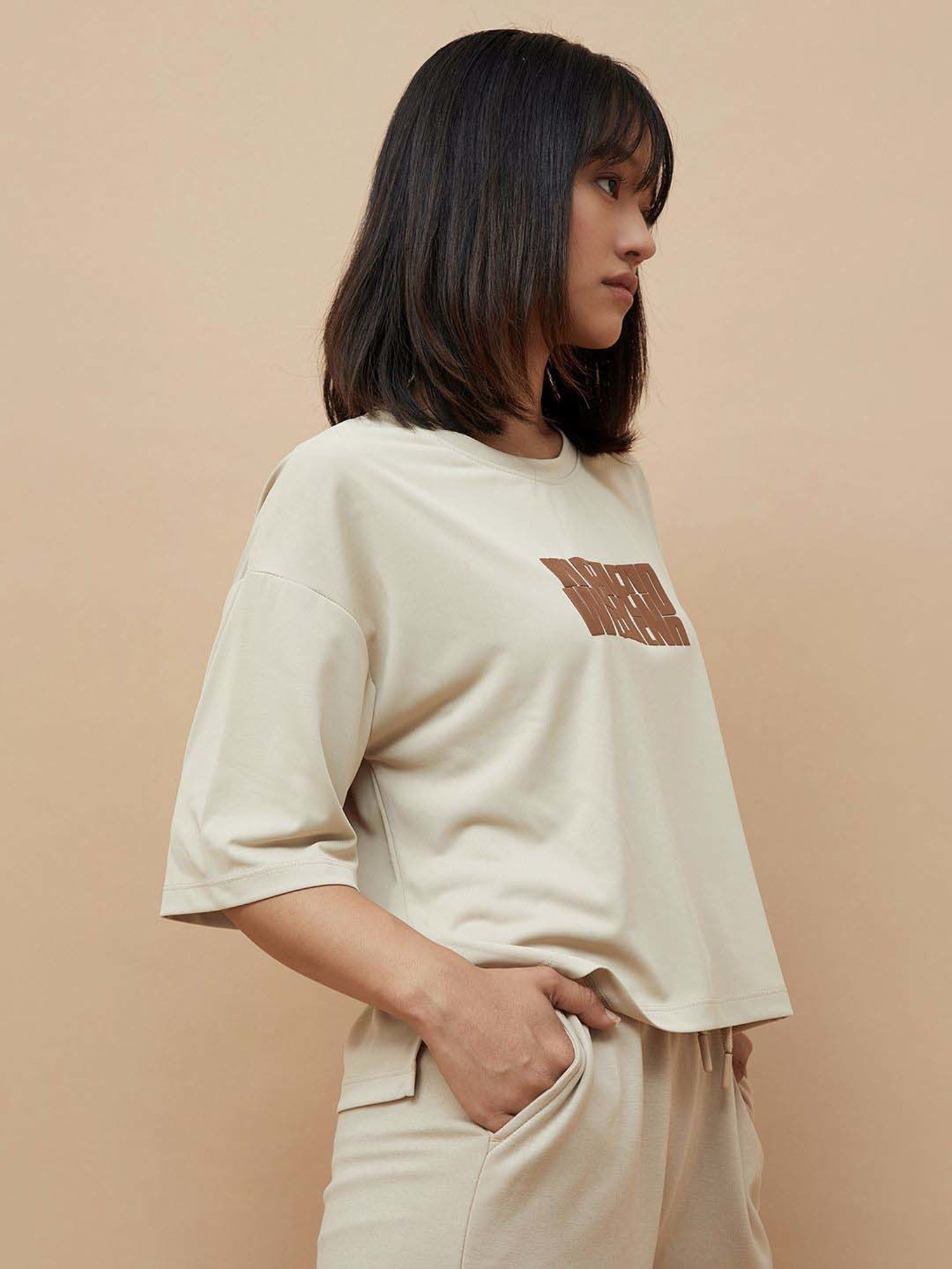 KAPPA Beige Printed Sports T-Shirt