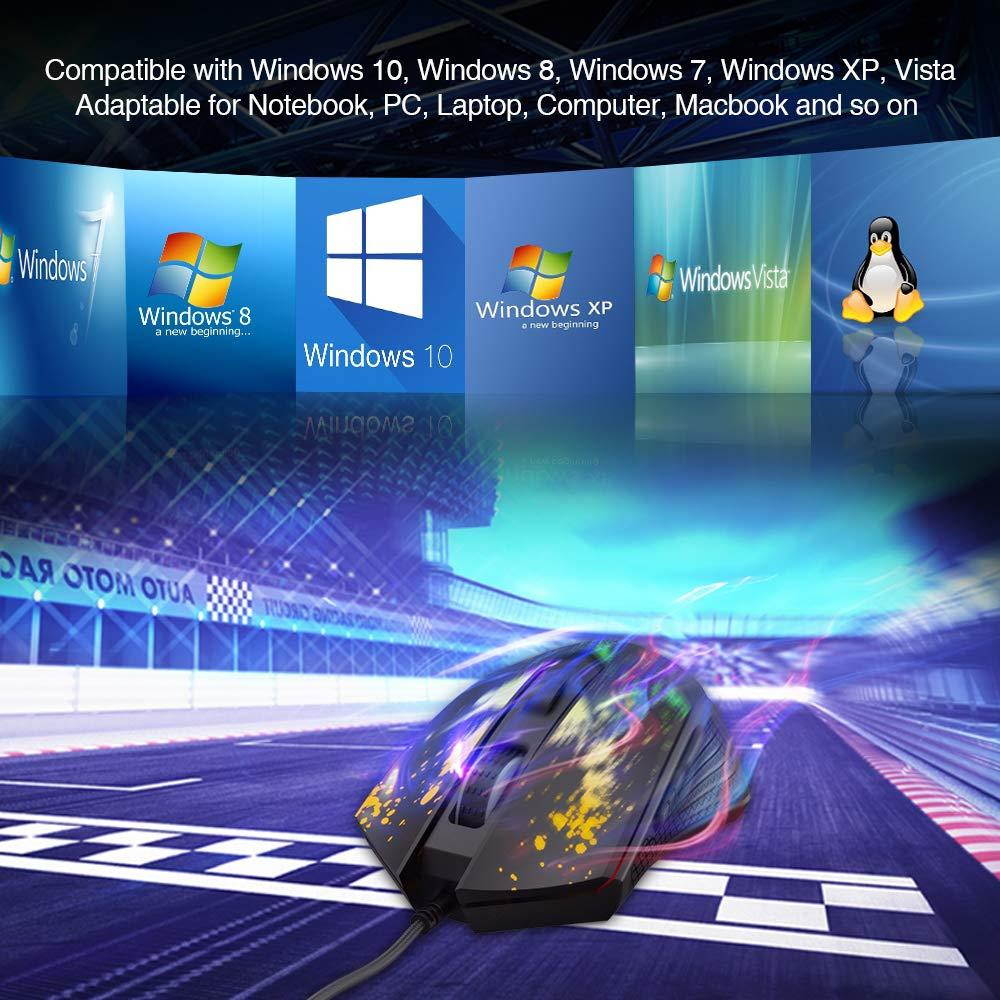 BENGOO Gaming Mouse Wired, USB Ergonomic Computer Mice with Chroma RGB Backlit, 6400 DPI Adjustable, 6 Programmable Buttons, Optical Laptop PC Gamer Gaming Mice with Weight Tuning