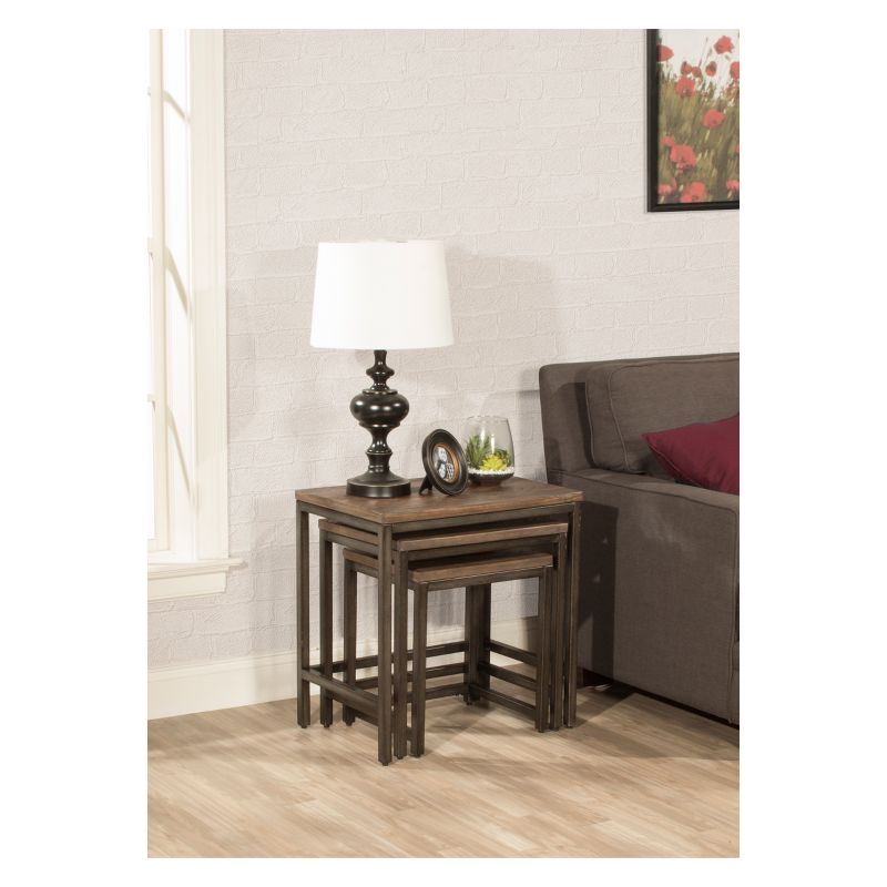 Castille Nesting Tables Set Of Three Metal Textured Black/Distressed Walnut - Hillsdale Furniture