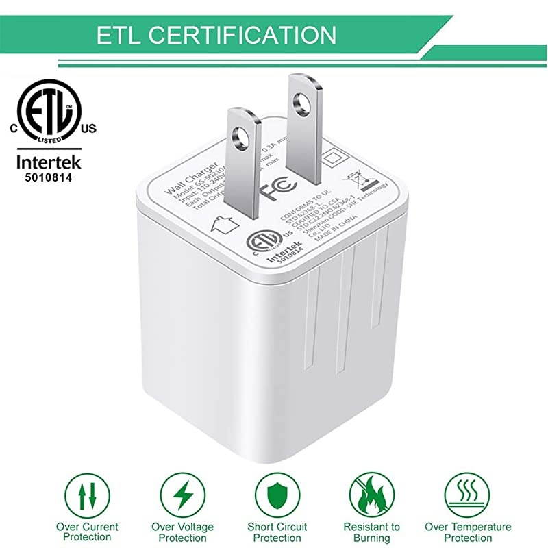 iPhone Charger  2Pack 6ft lightning Cable iPad cord High Speed Data Sync Fast Transfer Wall Charger 2 Port Adapter Charging PlugETL Listed Compatible With iPhone XS MAXXRX87Plus6S6SE