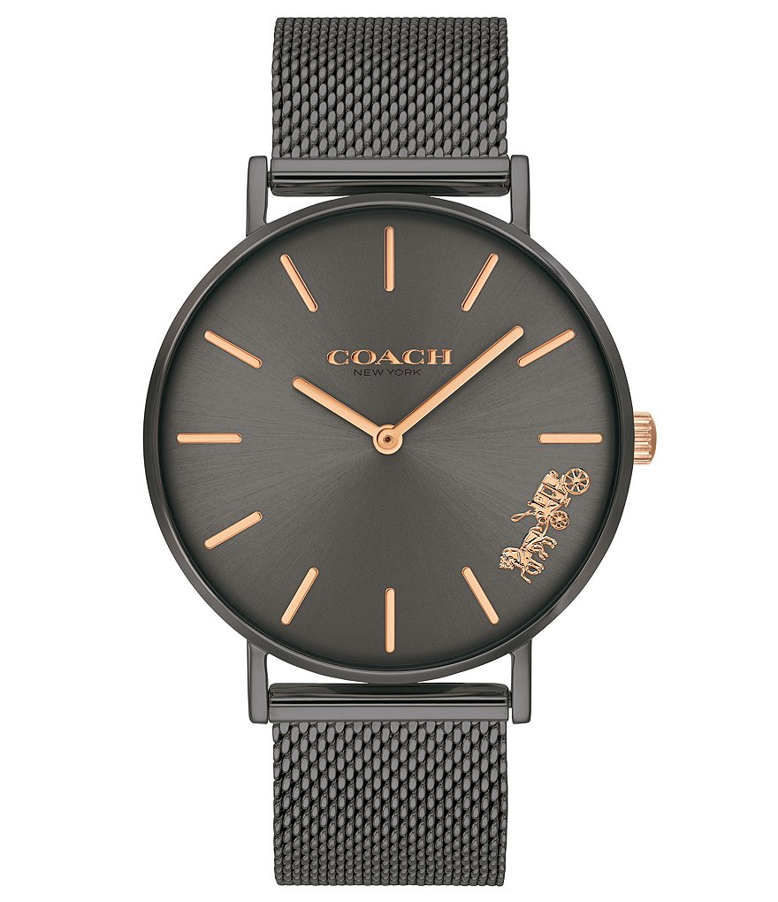 COACH Perry Gunmetal Mesh Bracelet Watch