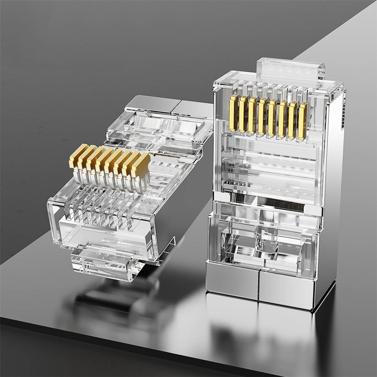 Vention IDAR0 50 Pcs/set Cat5E RJ45 Modular Plug Connector Ethernet Cable Head Plug Gold-plated for Network 8P8C RJ 45 Crimper Connectors