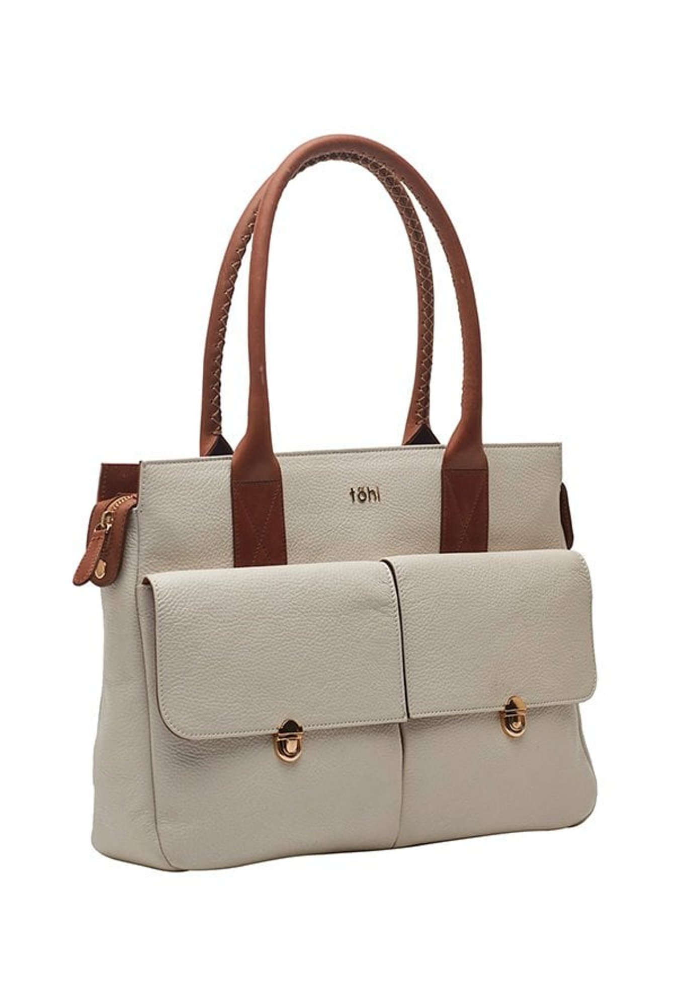 Tohl Galway Ivory White Solid Leather Handbag