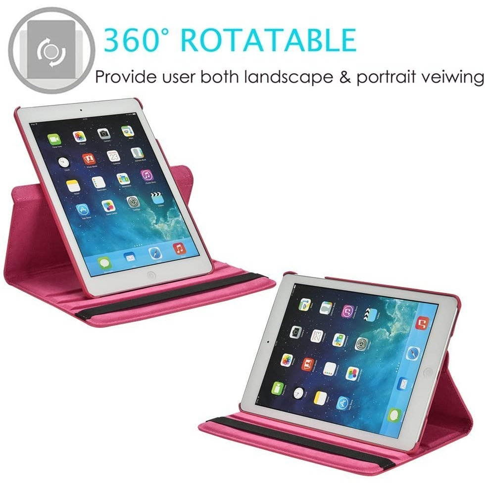 360 Degree Smart Rotating Leather Hybrid Case for iPad 10.2 inch (8th & 7th Gen) - Hot Pink