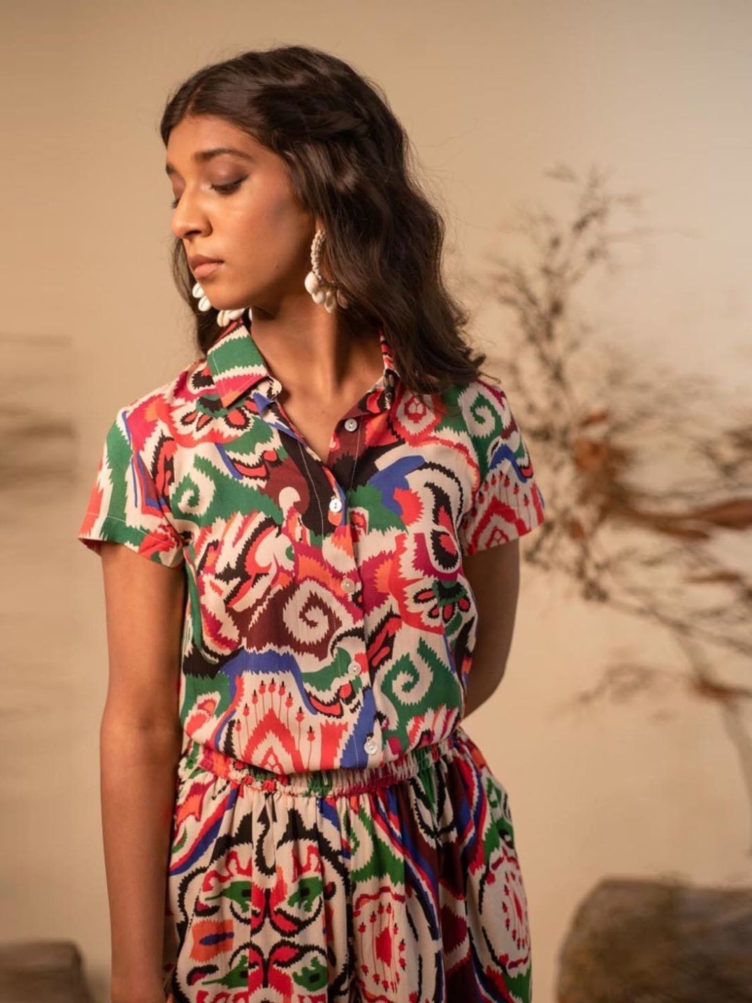 LABEL REYYA Multicolor Mosaic Printed Co-ord Set (Set Of 2)