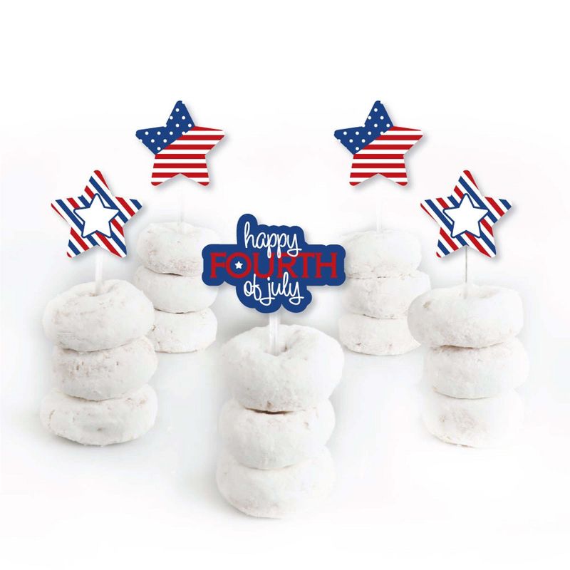 Big Dot of Happiness 4th of July - Dessert Cupcake Toppers - Independence Day Party Clear Treat Picks - Set of 24