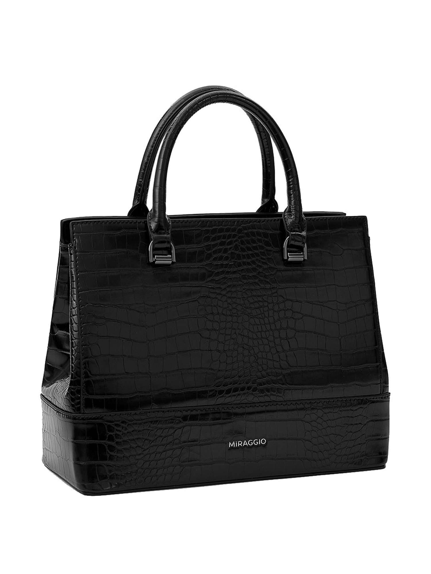 Miraggio Clara Black Textured Large Handbag