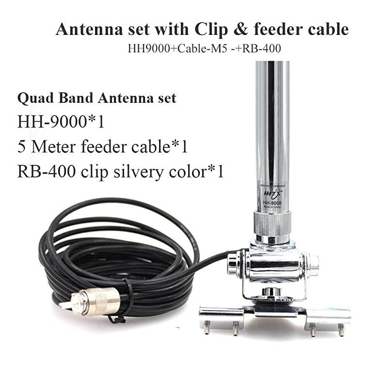 Band Mobile Radio Dual Band Antenna HH9000 TYT TH9800 QYT KT980 Plus 7900D KT8900 Car Radios with Clip and 5m Cables