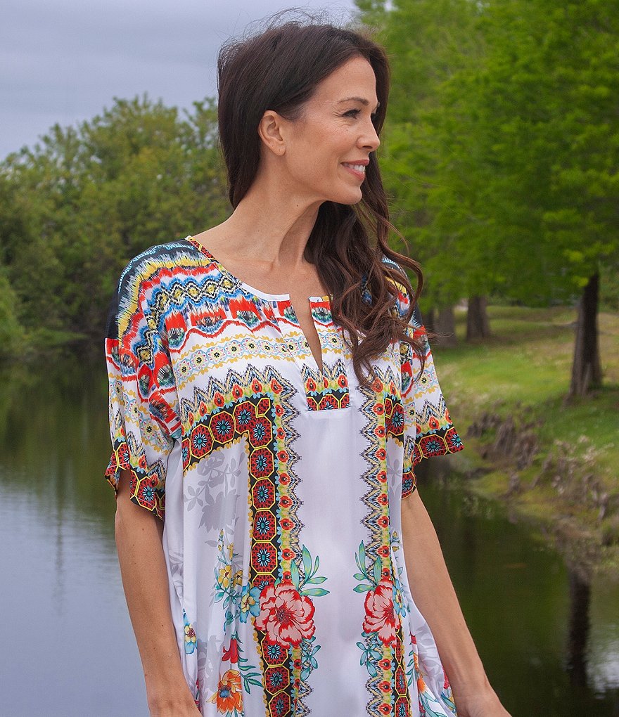Karyn Seo Andi Printed Short Sleeve Caftan Dress