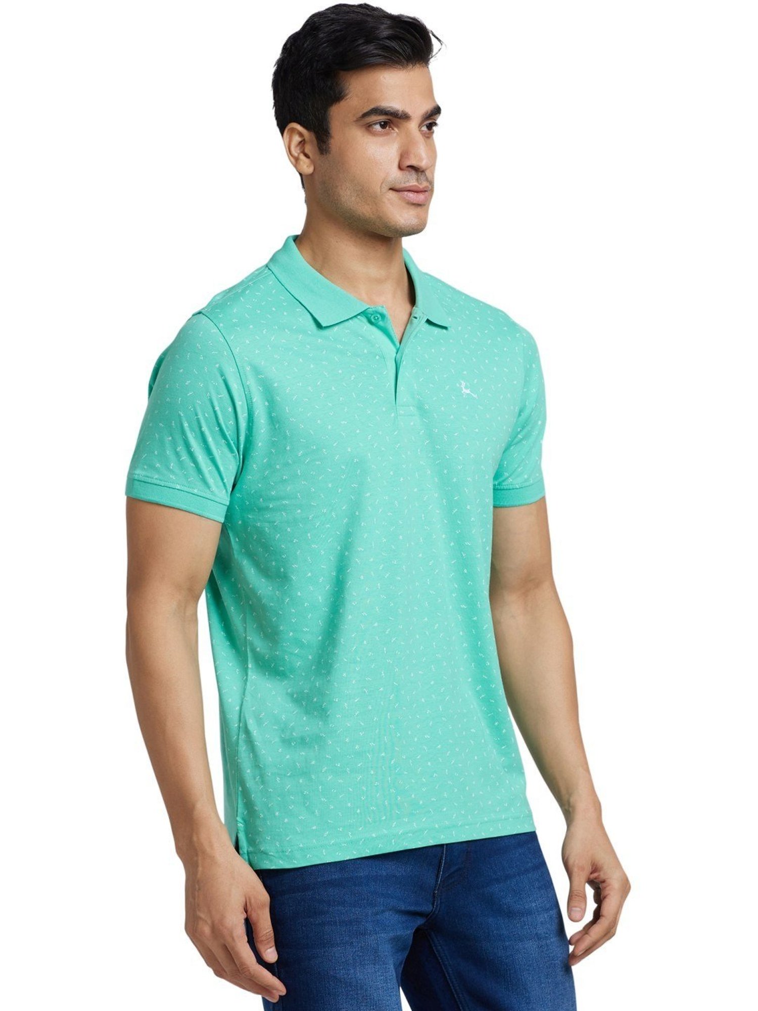 Parx Green Regular Fit Printed Polo T-Shirt