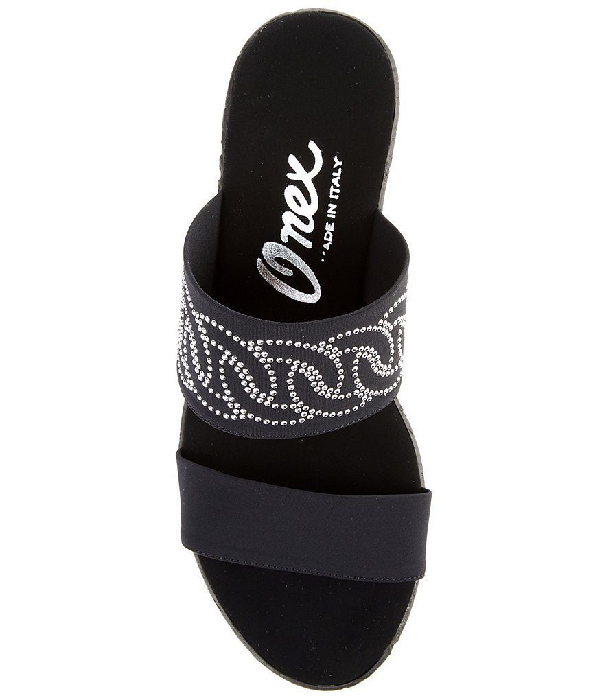 Onex Bernice Embellished Leather Slide-On Wedges