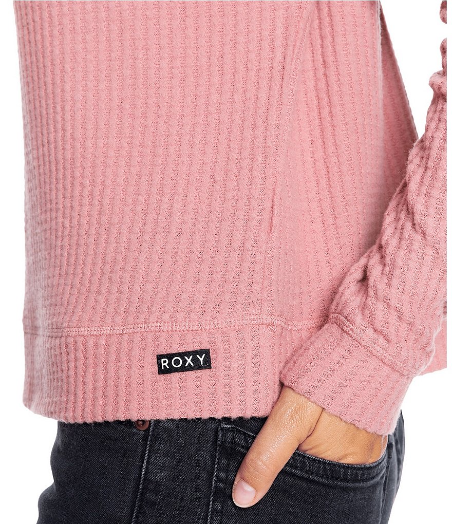 Roxy Take It Home Long-Sleeve Waffle-Knit Thermal Sweatshirt