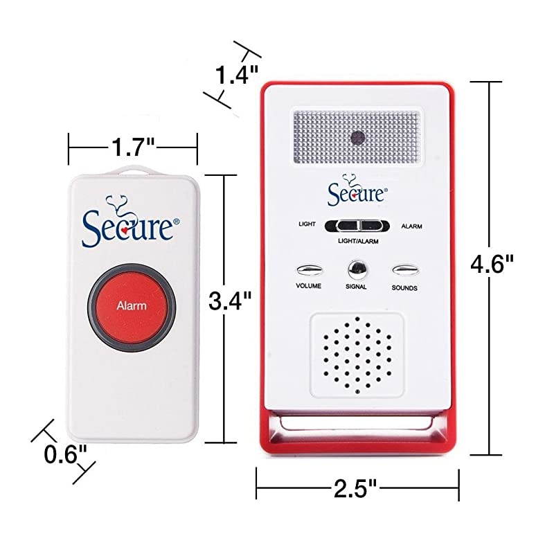 SWCB1 Wireless Remote Nurse Alert System 4 Patient Call Buttons and 1 Caregiver Pager 500+ Ft Range 4 Transmitter Set