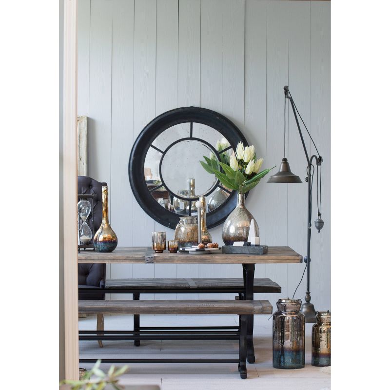 35" x 35" Cameron Round Decorative Mirror llack - A&B Home