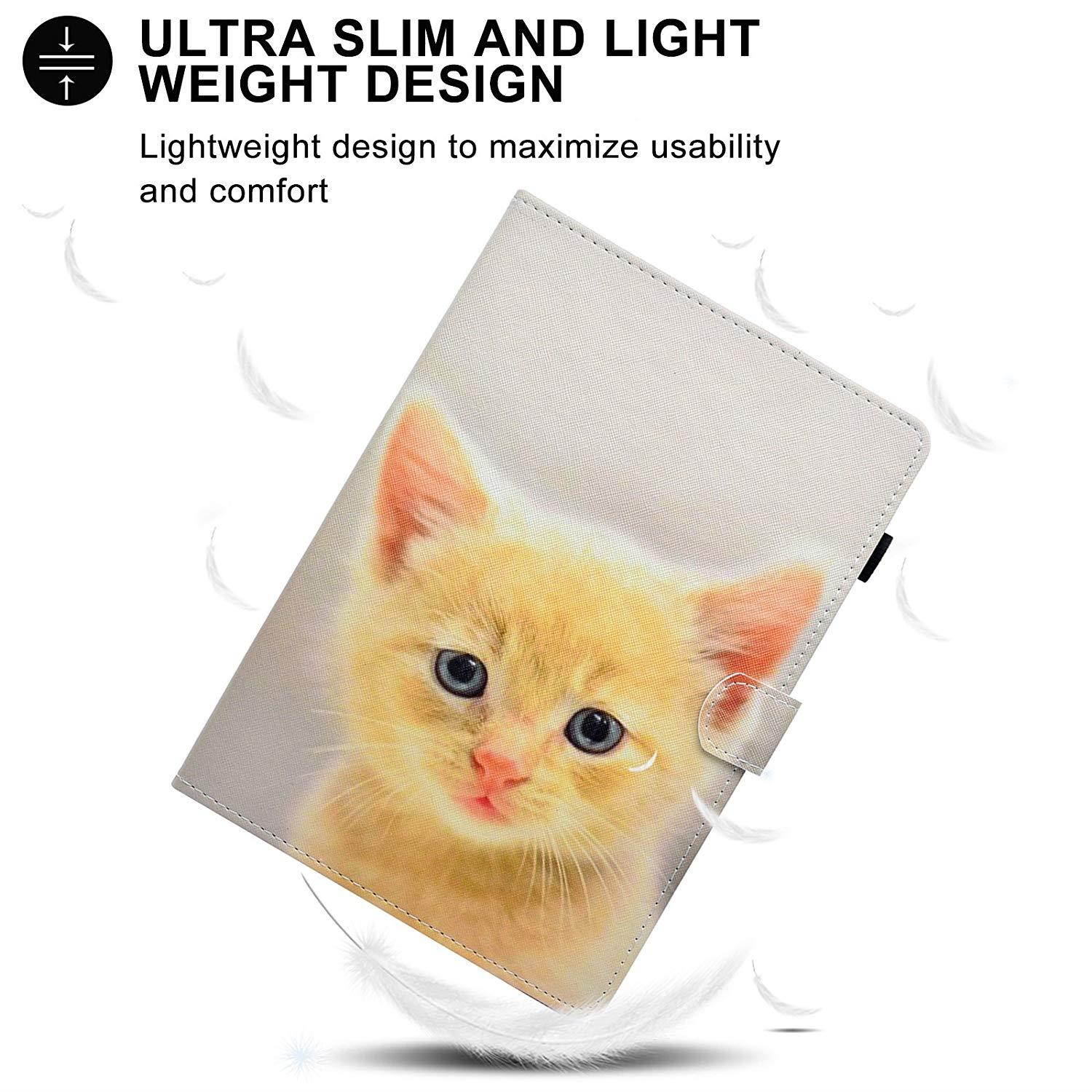 iPad 9.7 Inch 2018/2017 Case, iPad Air 2 Case, iPad Air Case, Casii Lightweight Premium Leather Case Cover Flip Stand with Auto Sleep/Wake for iPad 9.7 Inch 2018/2017, iPad Air/Air 2, Cute Cat