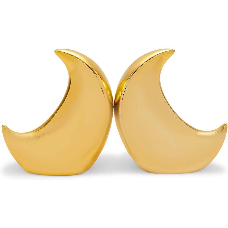 Juvale Gold Bookends, Moon Home D&eacute;cor (6.5 x 4 x 6.5 in, 2-Pack)