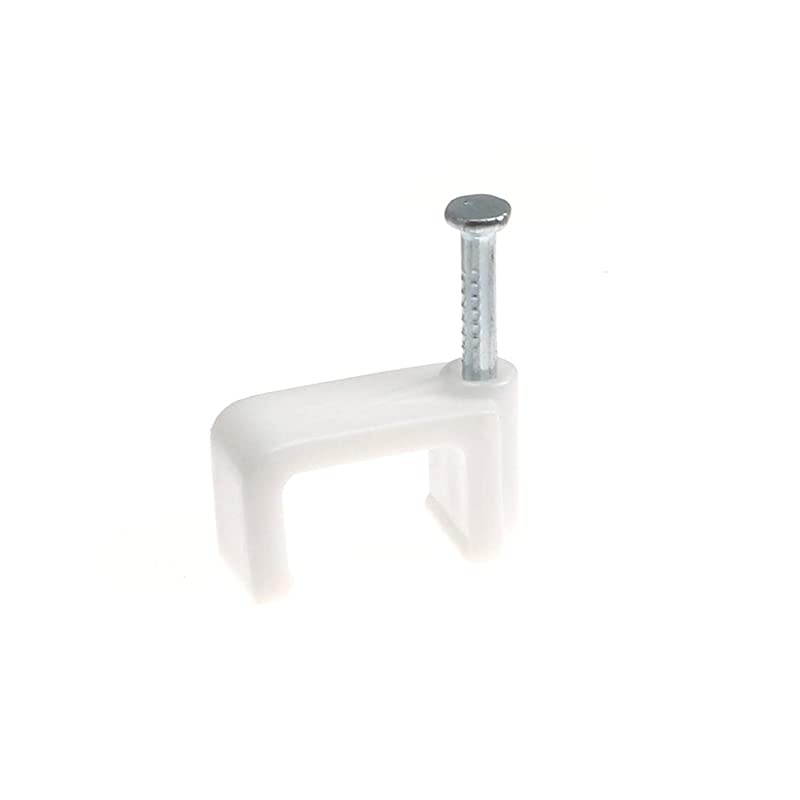 Twin or Siamese Coaxial Cable Clips Cat6 Electrical Wire Cable Clip 12 in Nail Clip and Fastener White 50 Pieces per Bag