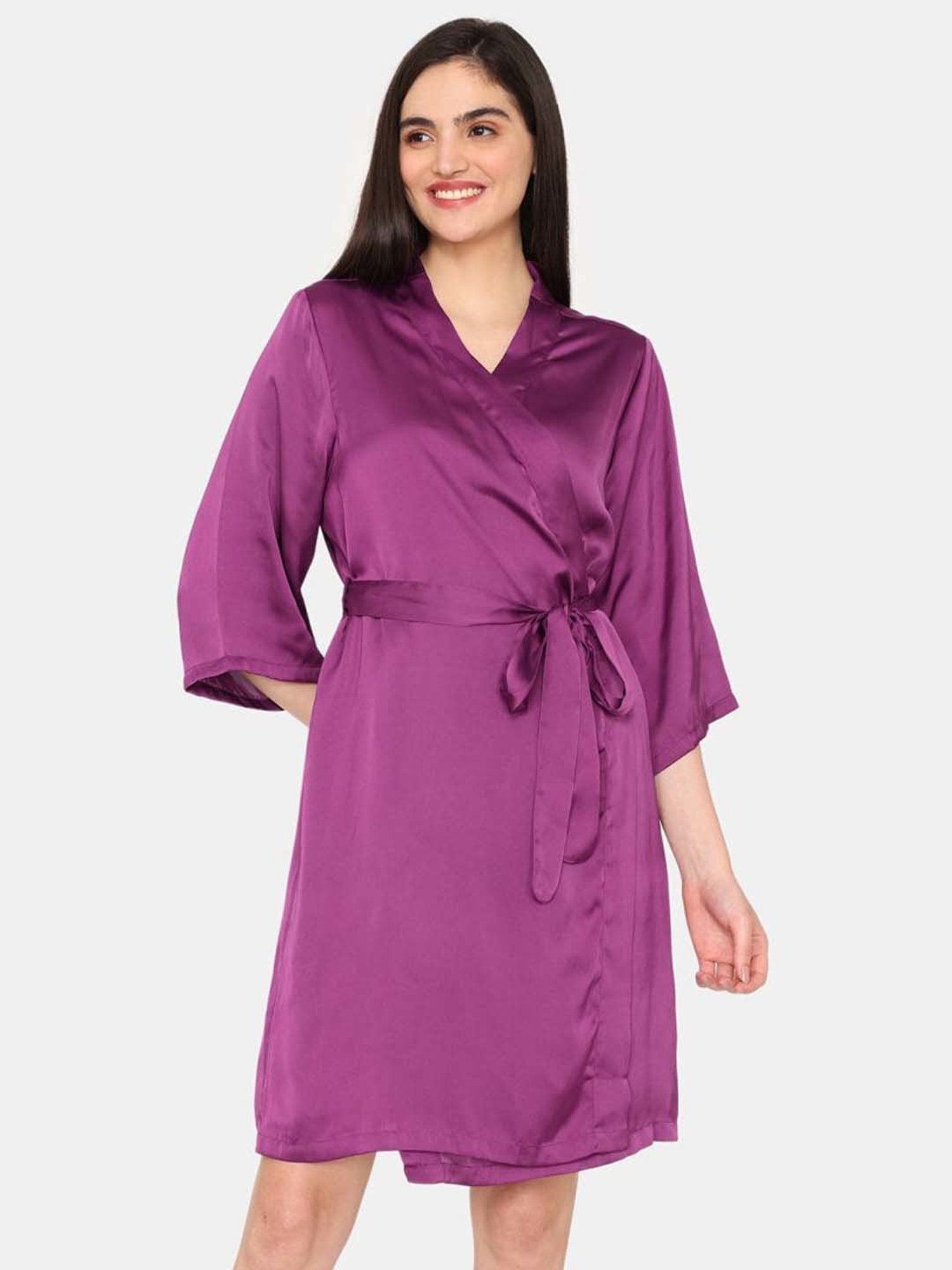 Zivame Purple Plain Robe