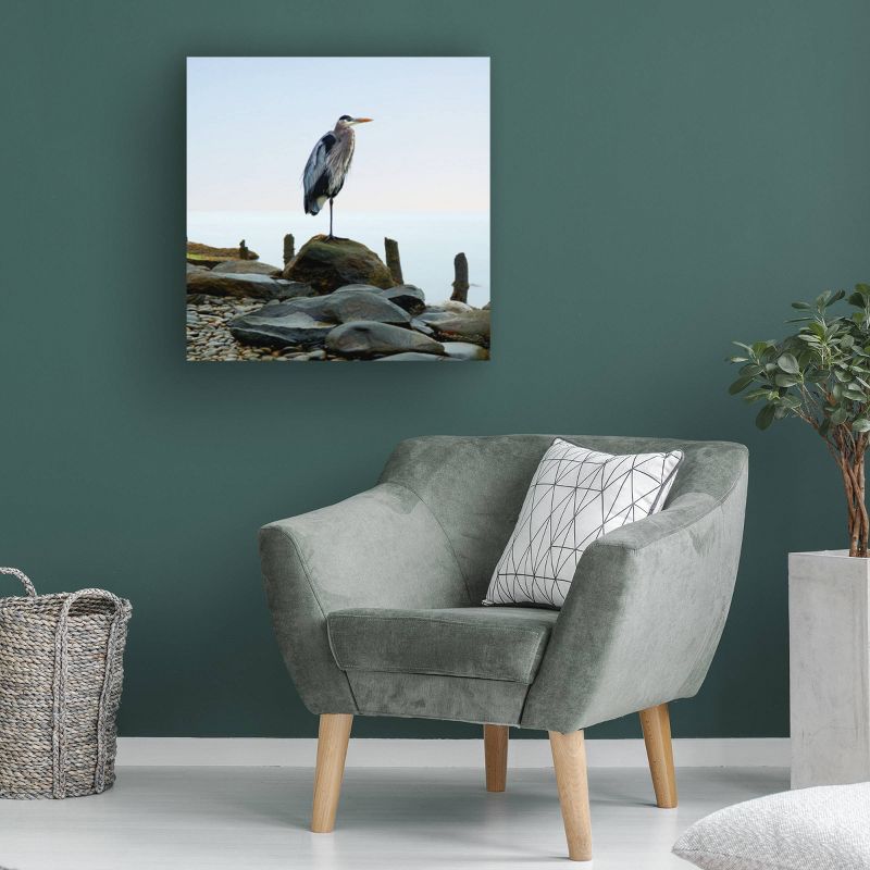 18" x 18" James McLoughlin 'Beachscape Heron' Unframed Wall Canvas - Trademark Fine Art