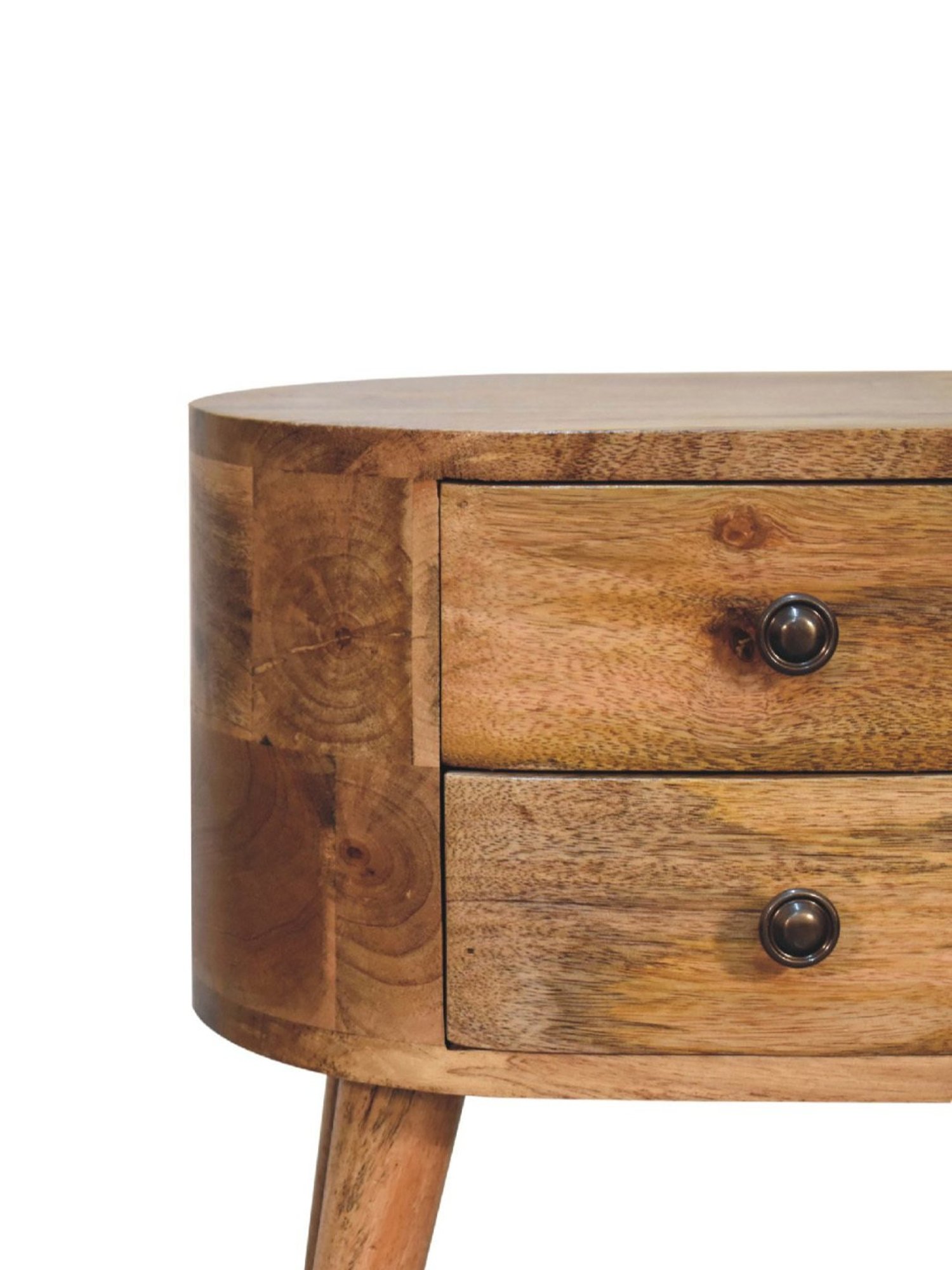 Artisan Furniture Brown Wood Mini Oakish Rounded Bedside Table