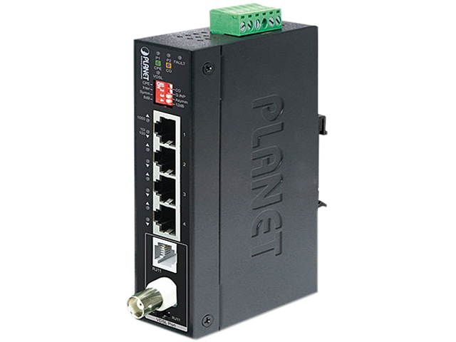 PLANET IVC-234GT Industrial 1-Port BNC / RJ11 to 4-Port Gigabit Ethernet Extender