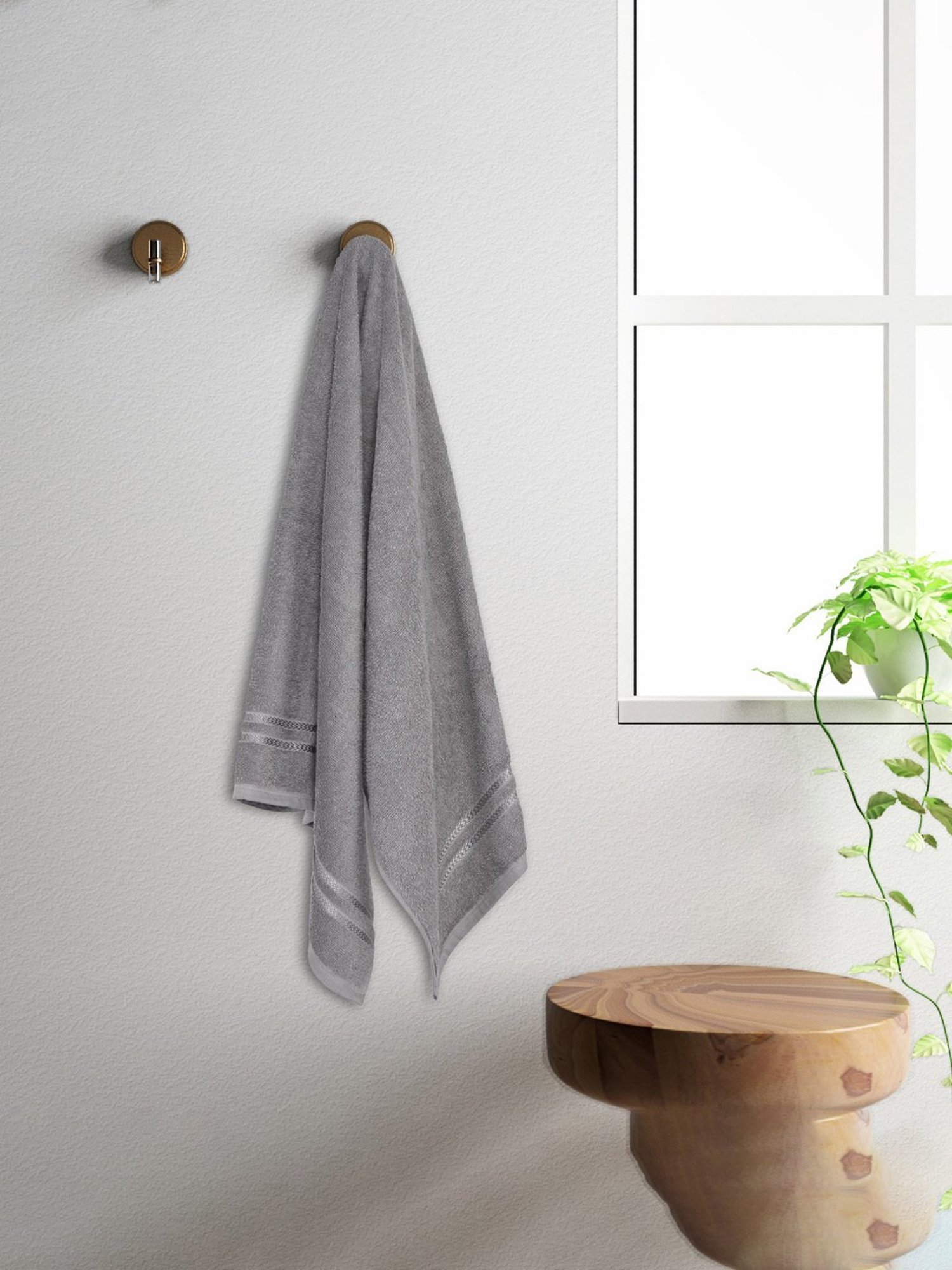 Welspun Quik Dry Grey 380 GSM Cotton Bath Towel