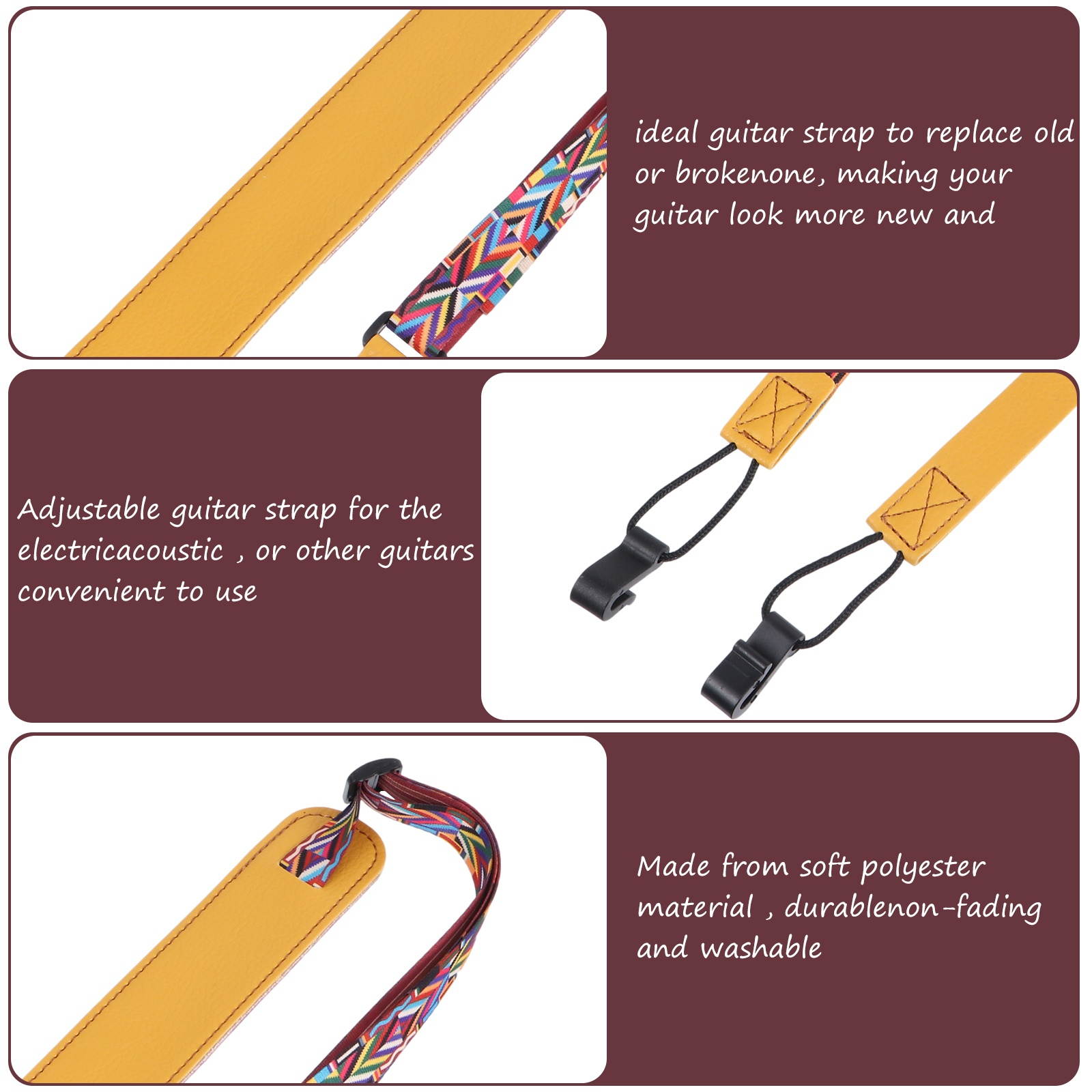 Ukulele Strap No Drill Adjustable Double J Hook Ukulele Shoulder Strap