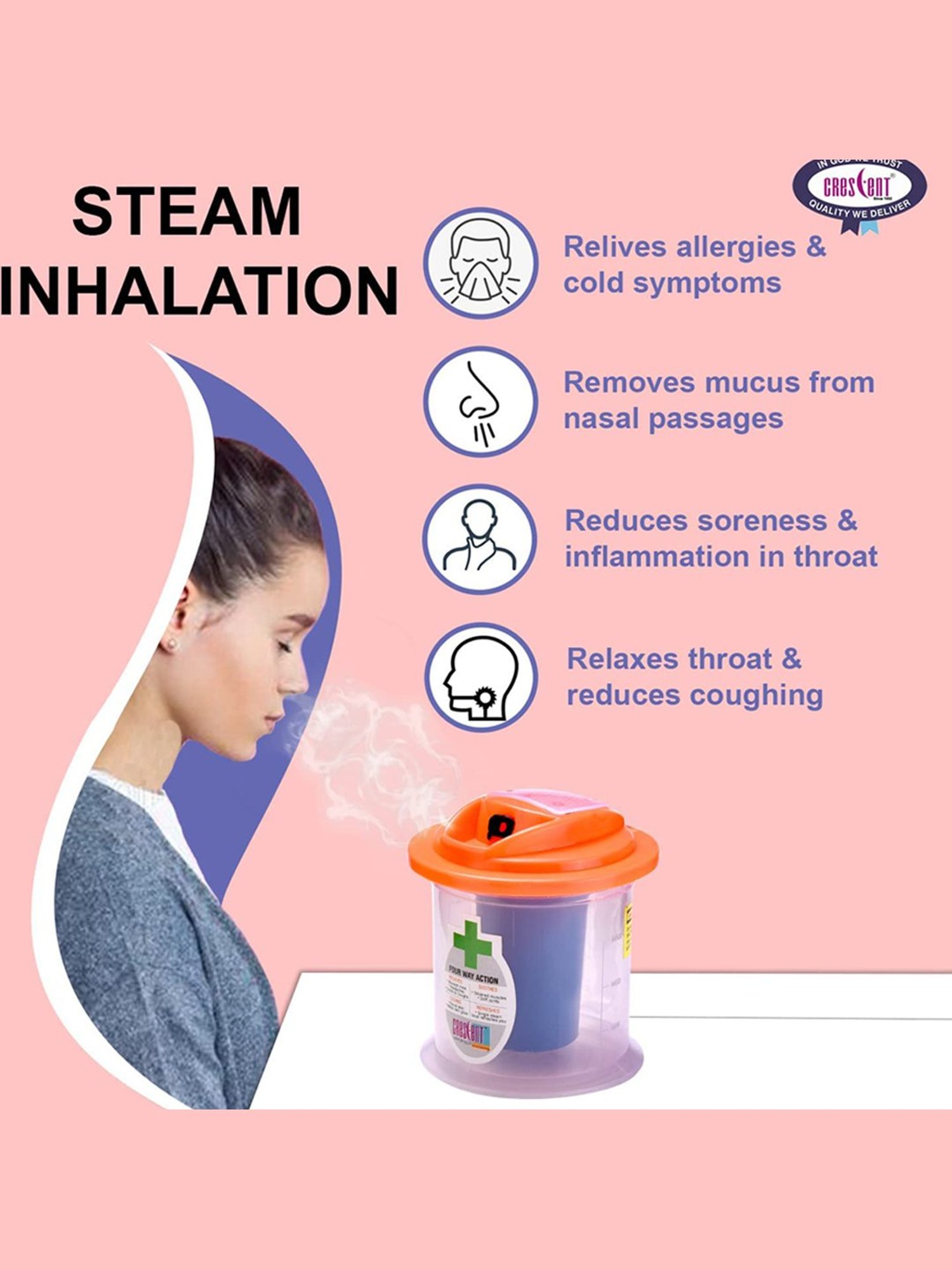 Crescent Economy Facial Steamer Vaporizer for Cold & Cough, Sinus, Hydrated & Flawless Skin (Blue)