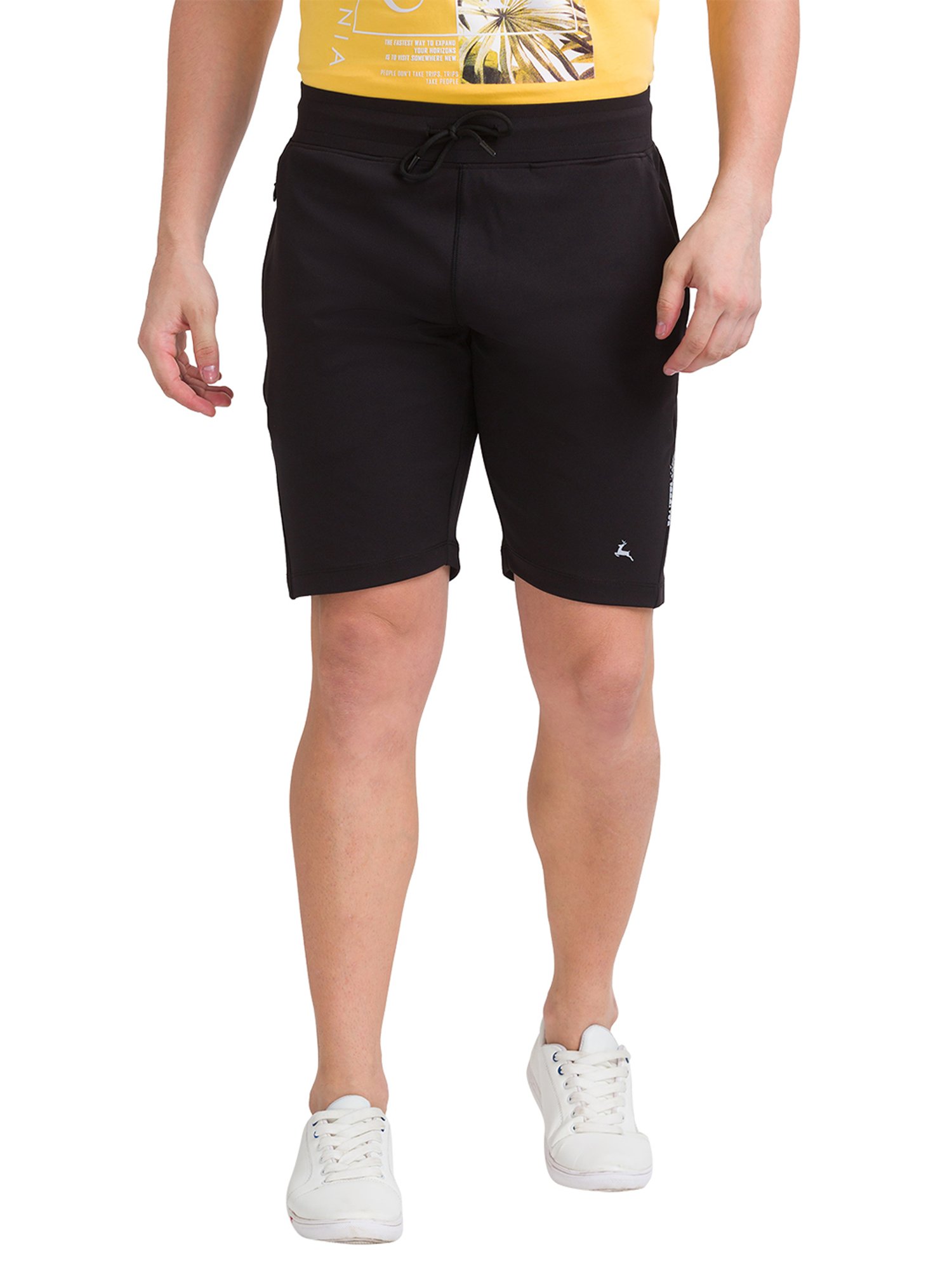 Parx Black Regular Fit Shorts