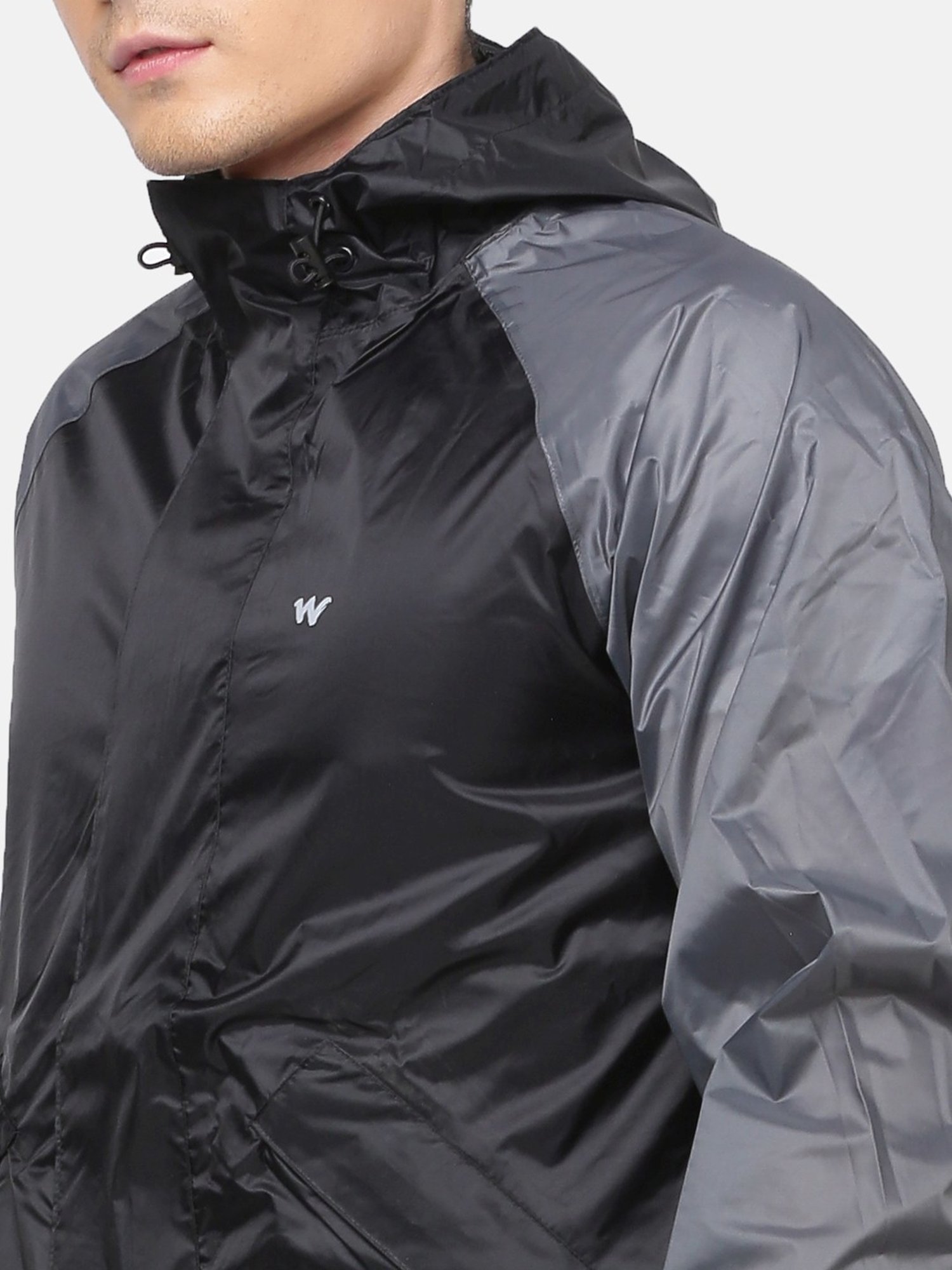 Wildcraft Black & Grey Regular Fit Colour Block Raincoat Set