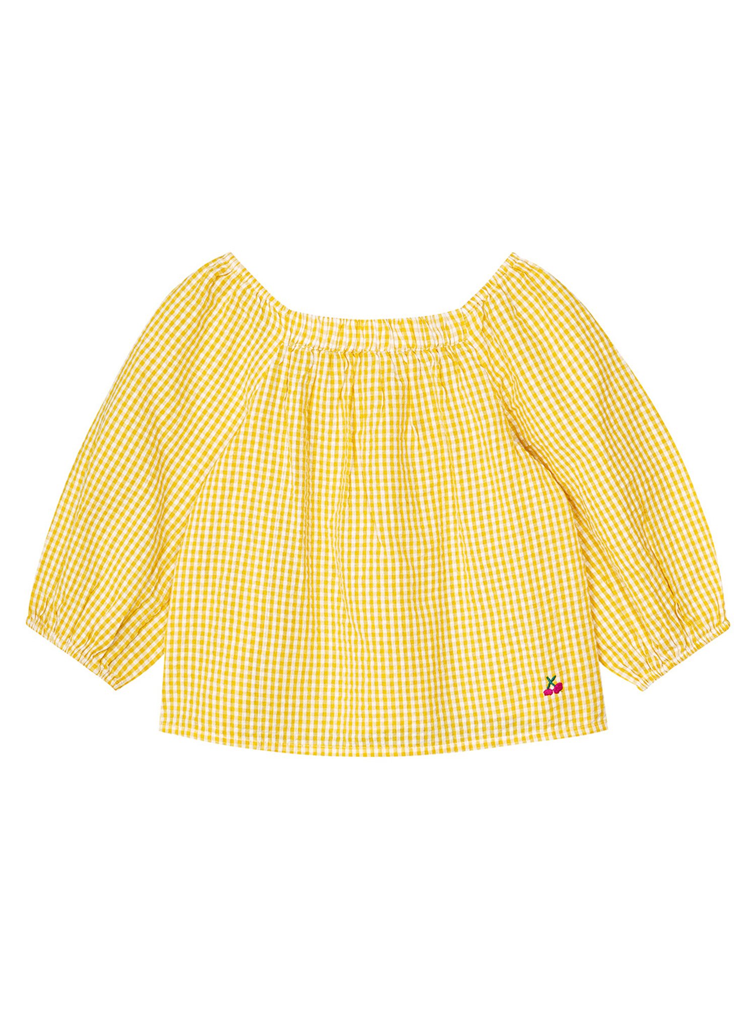 Budding Bees Kids Yellow Checks Full Sleeves Top