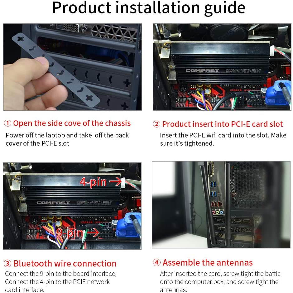 WiFi 6 PCIE Card 2974Mbps AX200 Wireless Adapter WiFi Card with Bluetooth 5.0, 802.11ax, MU-MIMO, Dual-Band(5GHZ 2400Mbps+2.4GHZ 574Mbps) for PC, Support Windows 10 64bit, Chrome OS and Linux