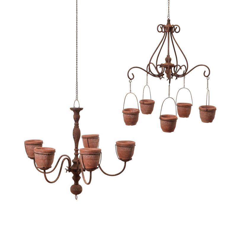 Set of 2 Chandelier Planters Brown - Gerson International