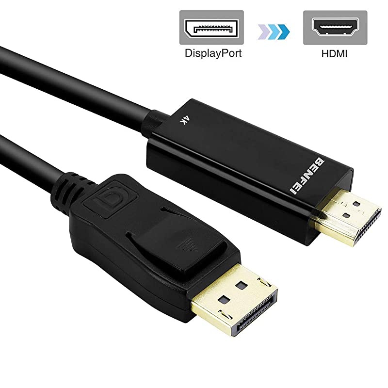Displayport to HDMI Cable  GoldPlated 4K DP to HDMI Cable Compatible for Lenovo Dell HP ASUS 3 Feet