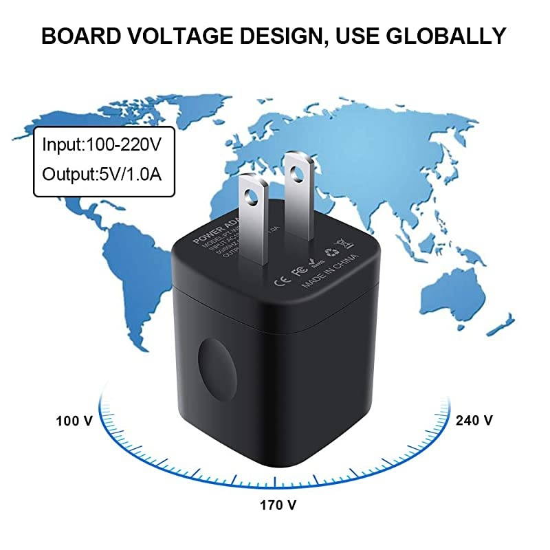 Single USB Port Wall Charger,  1A/5V Wall Plug USB Power Adapter 6 Pack Compatible Phone 11Pro Max XS XR 8 7 6 Plus 5, Samsung Galaxy s10e S10 S9 S8 Plus,Nexus, Moto,G7 V40 V30+, BlackBerry