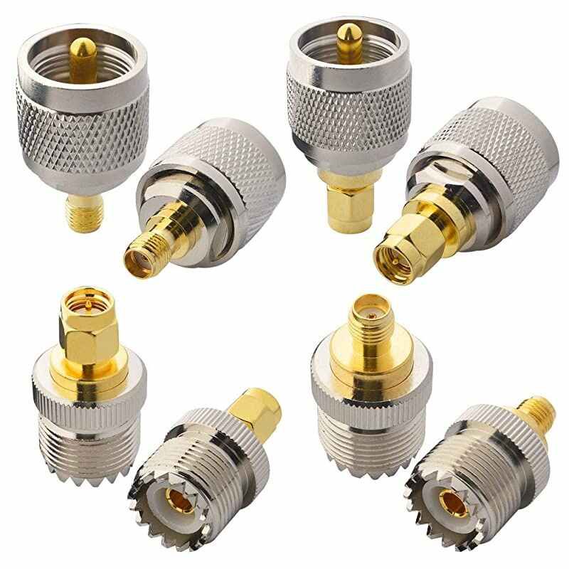 Kits 2 Set RF Coax Coaxial Adapter Connector SMA to UHF PL259 SO239 SMA Jack/Plug to UHF Nickel Gold Plated Test Converter Pack of 8 &hellip;