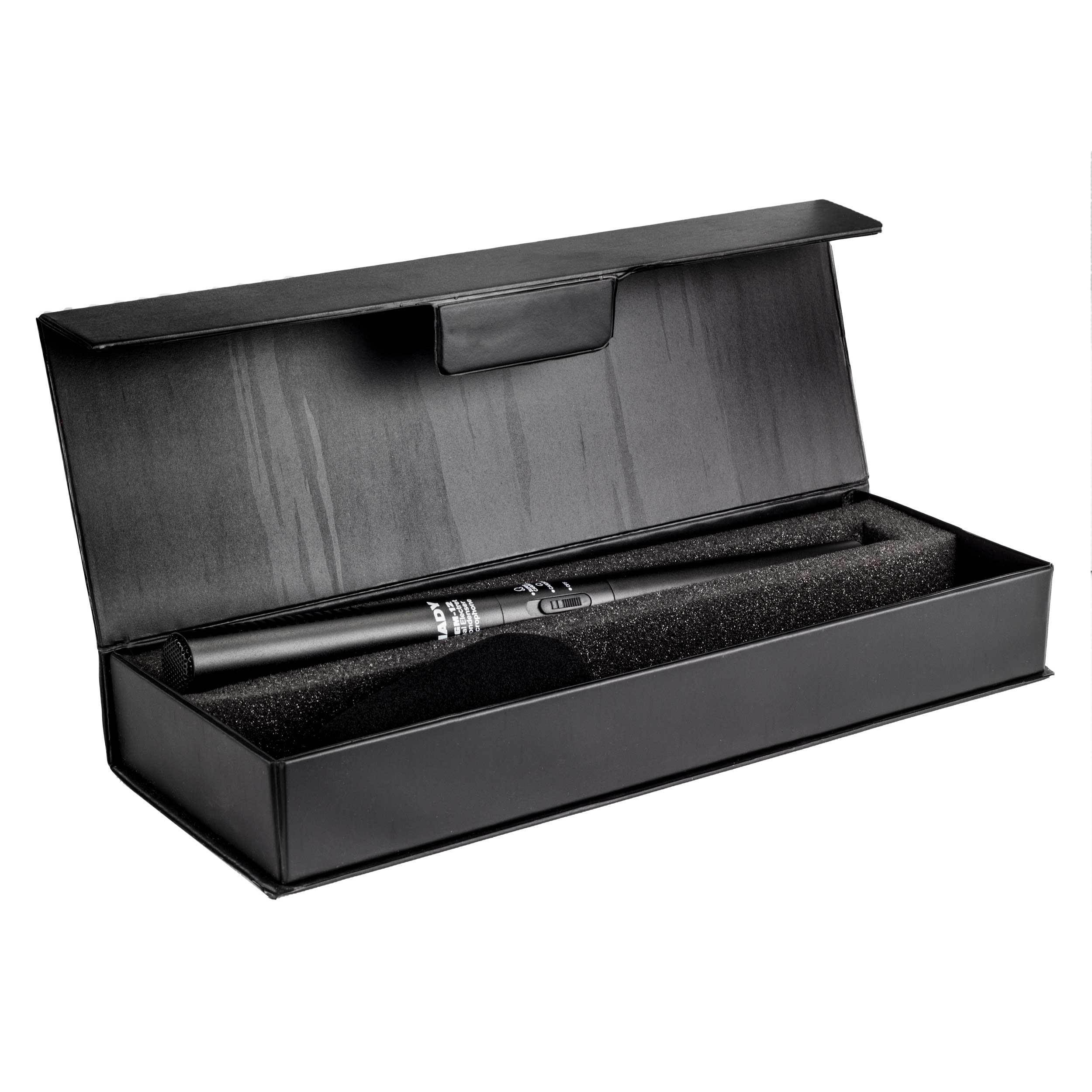 Nady SGM-12 Condenser Shotgun Microphone - Selectable polar pattern, mountable to video cameras for speech and instrument recording, powered with an AA battery