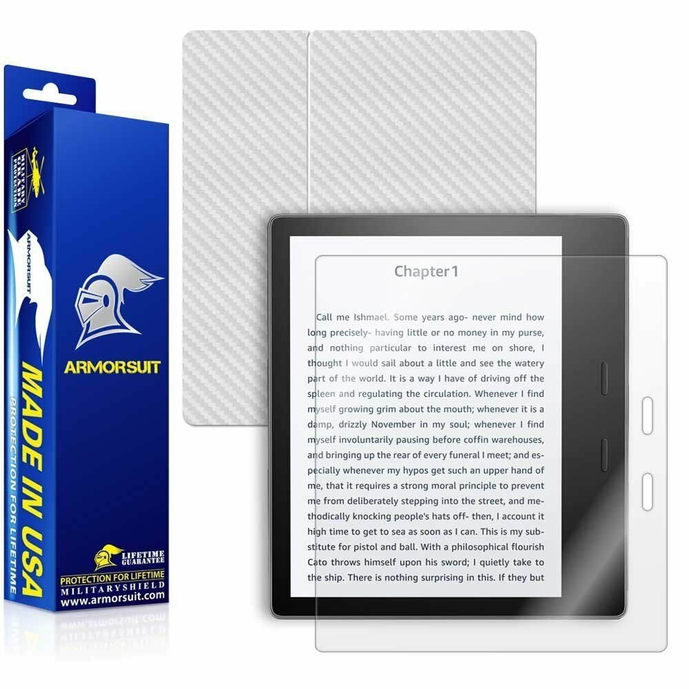 ArmorSuit MilitaryShield -  Kindle Oasis 2017 & 2019 Screen + White Carbon Fiber