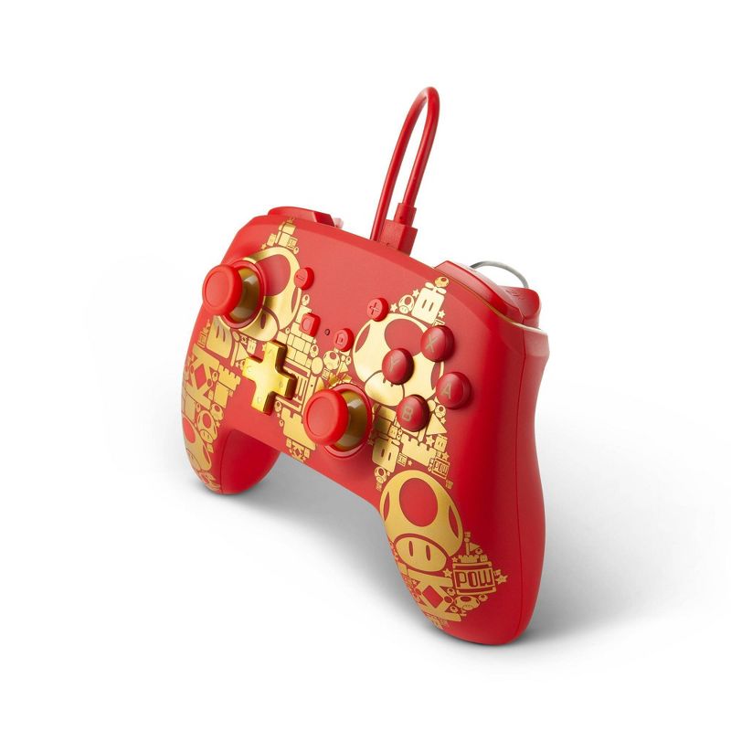 PowerA Enhanced Wired Controller for Nintendo Switch - Mario Golden M - Red