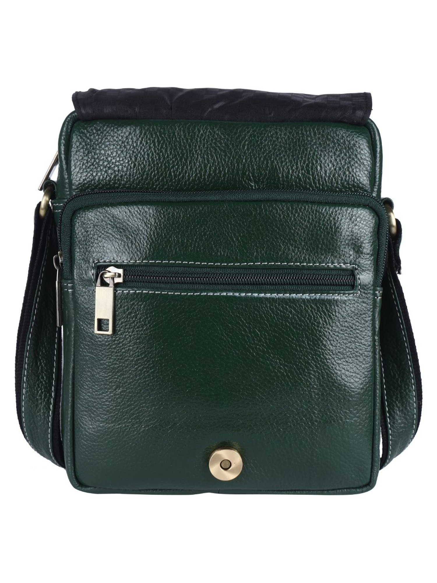 HiLEDER Green Textured Medium Leather 8 inch Cross Body Bag