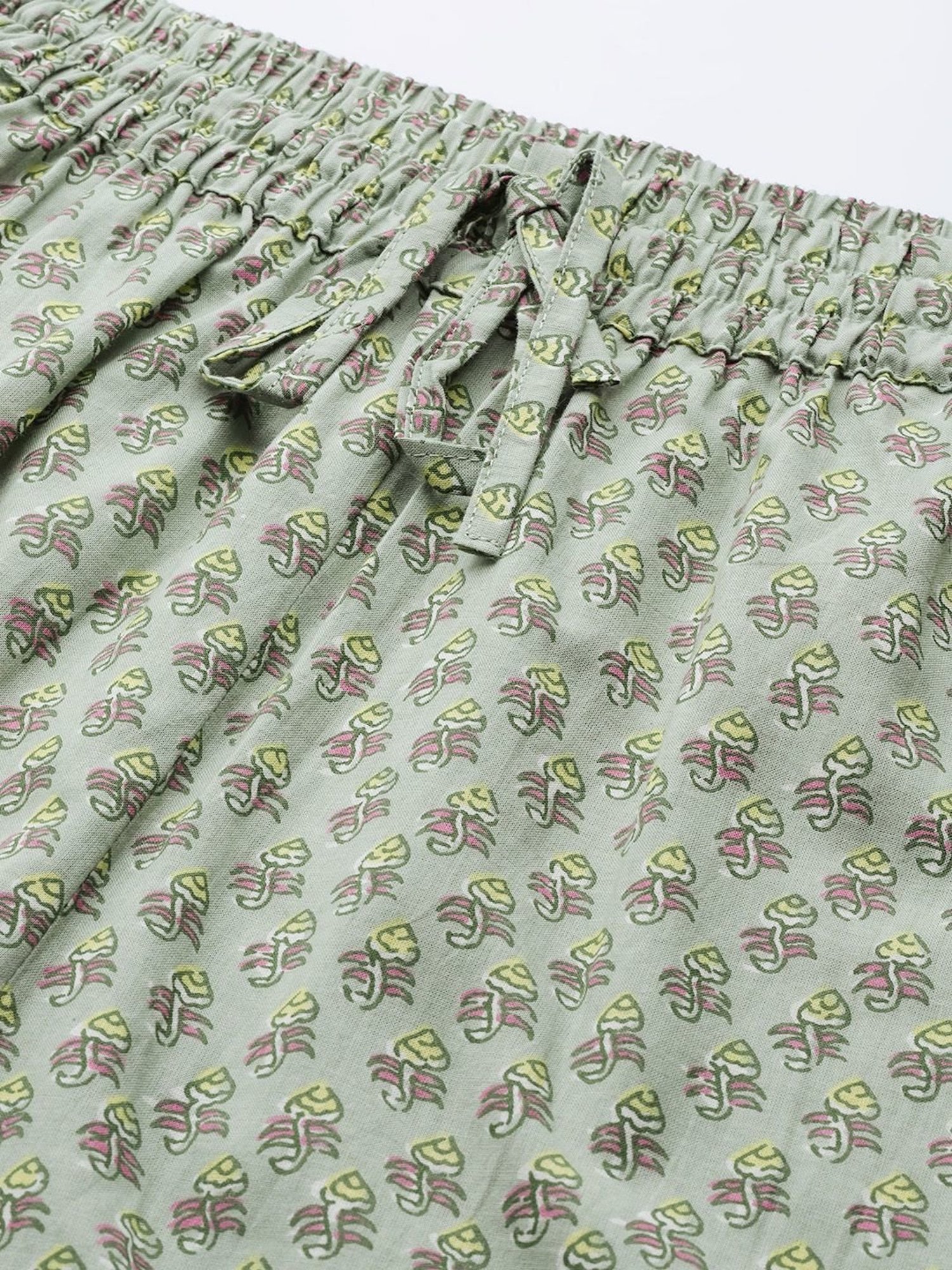 Prakrti Green Cotton Printed Top Shorts Set