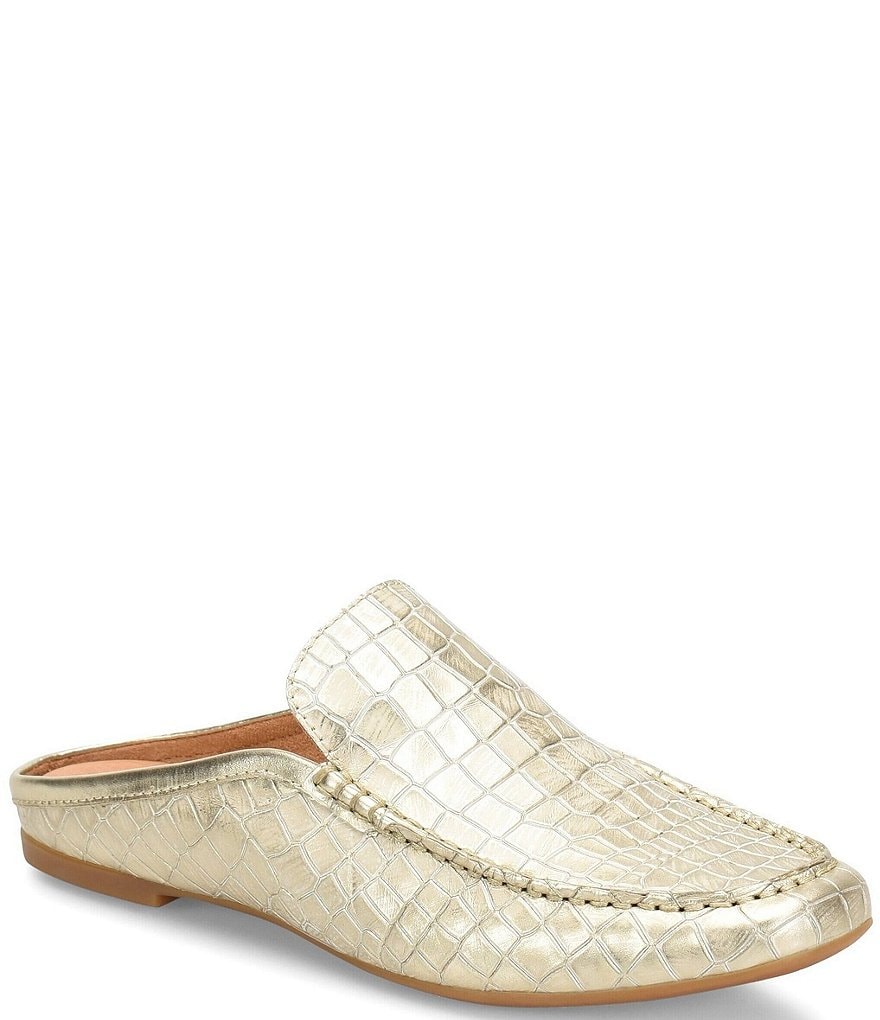 Born Capricorn Embossed Leather Mule Slides