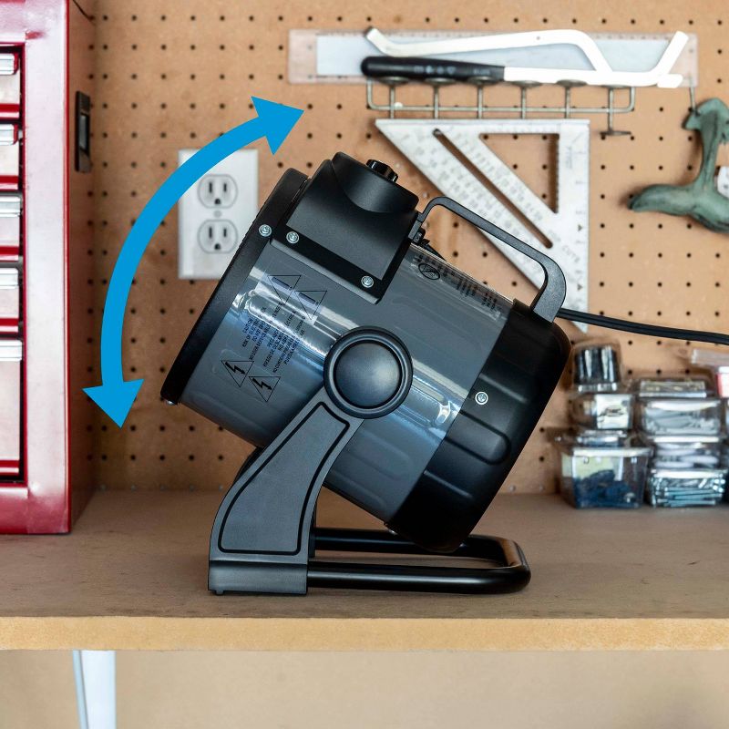 NewAir 1500W Electric Compact Portable Ceramic Fan Forced Garage Heater Gray