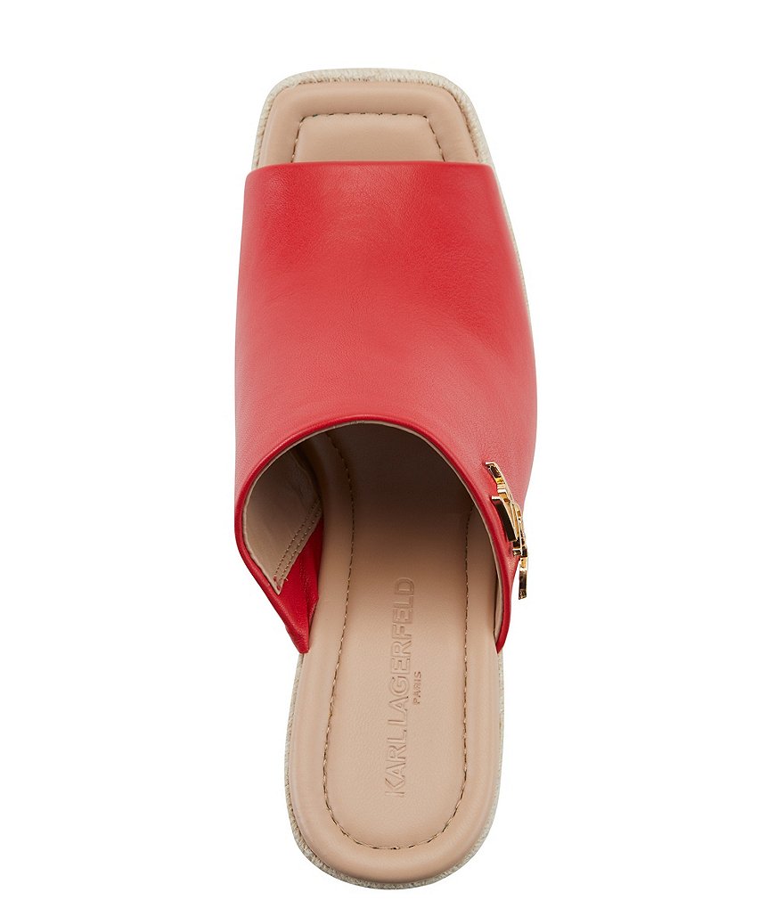 KARL LAGERFELD PARIS Corissa Leather Platform Wedge Espadrilles