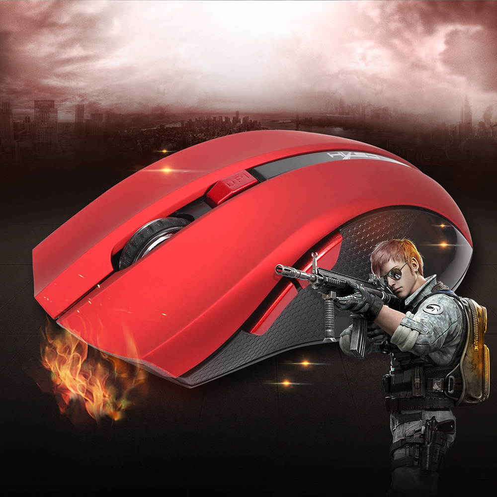 HXSJ Ergonomic Optical Office 2.4G Wireless Gaming Mouse Mice Adjustable 2400 DPI with 6 Buttons for Laptop PC Notebook Computer