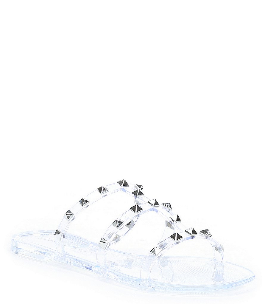 Gianni Bini Tiphany Clear Triple Band Studded Jelly Slides