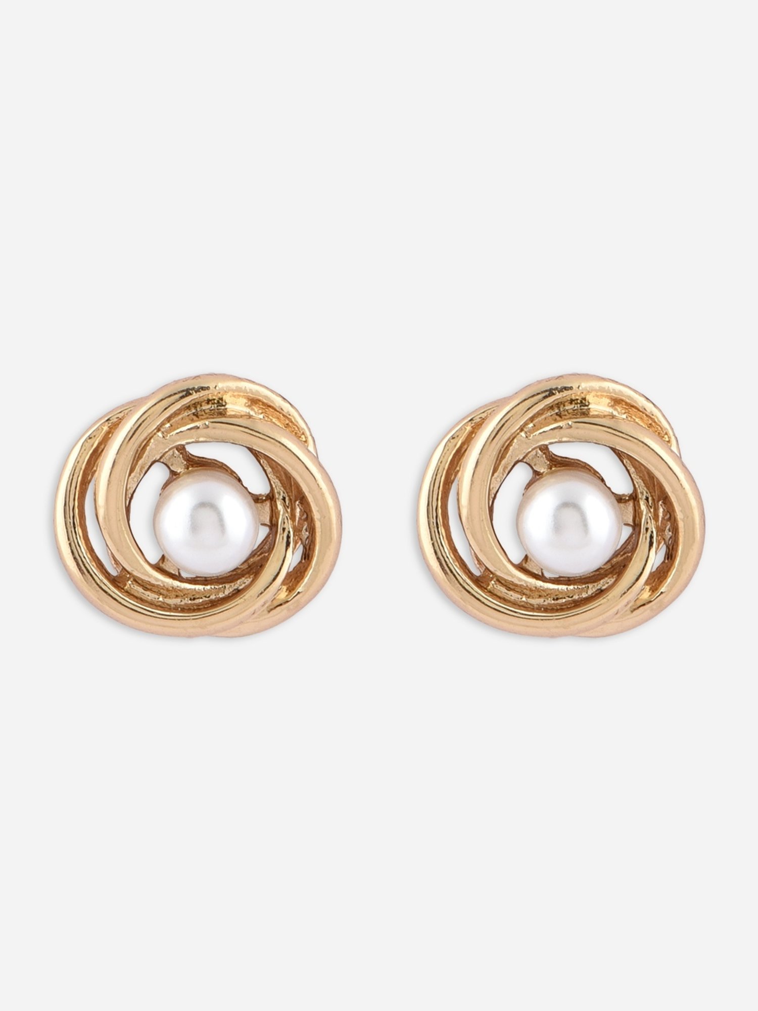 ToniQ Floral Pearl White Stud Earrings for Women