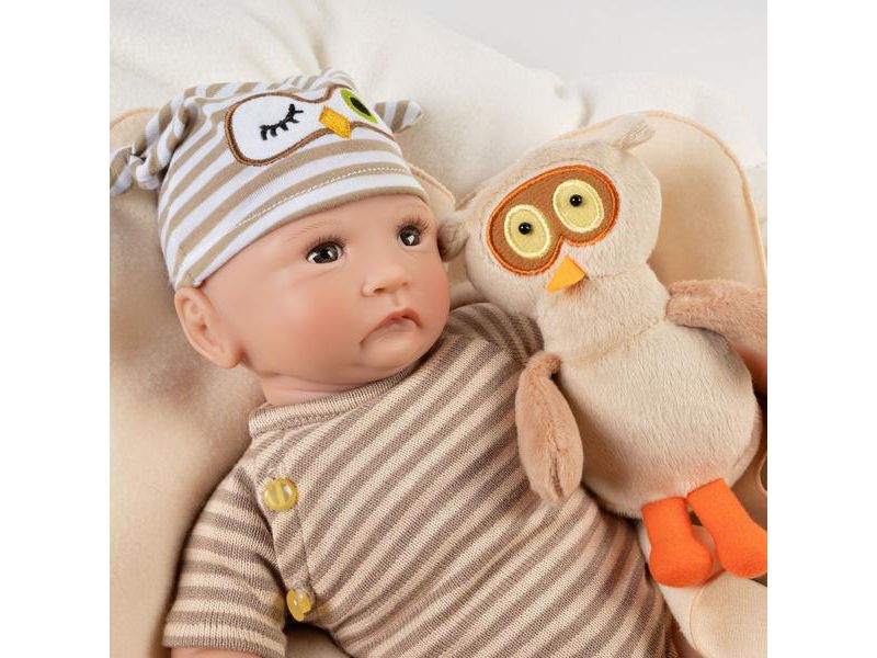 Paradise Galleries Hoot! Hoot! Baby Doll That Looks like a Real Baby, 16 inch Vinyl, Preemie Reborn Boy, Safety Tested for Age Kids 3+, 3-Piece Gift Set